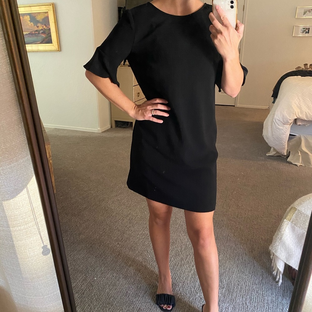 LOFT - flounce sleeve textured shift dress